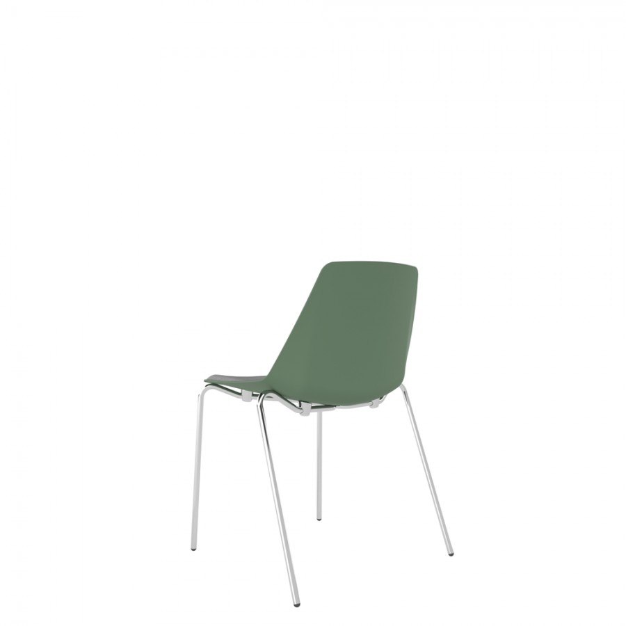 Polypropylene Shell Chair With Upholstered Seat Pad and 4-Leg Chrome Steel Frame
